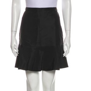 Tibi flounce Silk mini Skirt high rise black